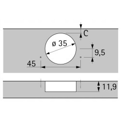 Hettich – Zawias meblowy nakładany NOVISYS Hettich 65,5 x 24,4 mm (cichy domyk)