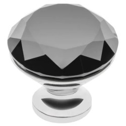 Gałka do mebli GTV Crystal Palace - B - fi20/30mm chrom, czarny kryształ