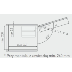 GTV – Podnośnik klap frontów STRONG PLUS moc F 2500–4500, wys. frontu 600mm, cichy domyk, biały/szary