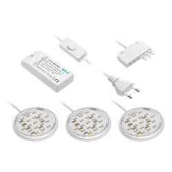 GTV – LED ZESTAW 3 OCZEK 3000K, 3X1,14 W, CHROM ŚWIATŁO CIEPŁE