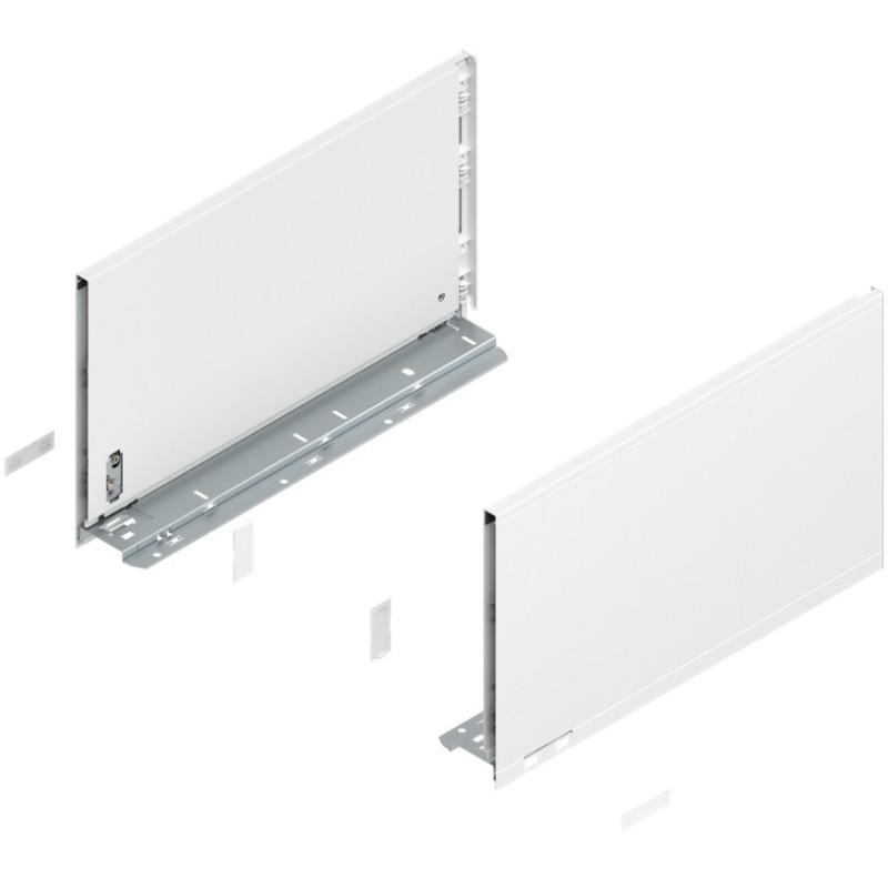 BLUM – Bok szuflady LEGRABOX pure, wys. F (241 mm), lewy/prawy, biały, 400-650 mn