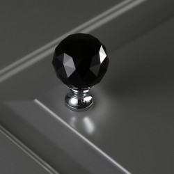 Gałka do mebli GTV Crystal Palace A 25 mm, chrom, czarny kryształ