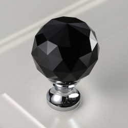 Gałka do mebli GTV Crystal Palace - A - fi20/30mm chrom, czarny kryształ