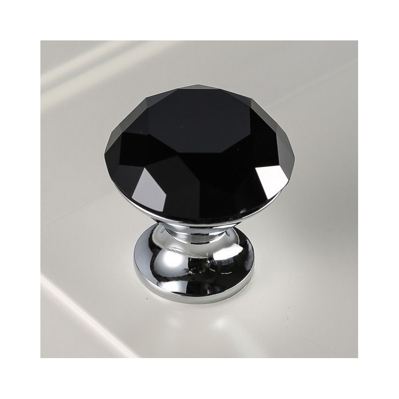 Gałka do mebli GTV Crystal Palace - B - fi20/30mm chrom, czarny kryształ