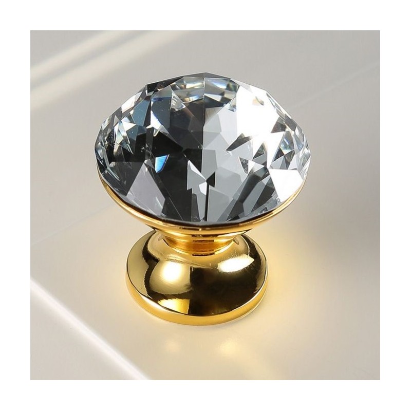 Gałka do mebli GTV Crystal Palace - B - fi30mm złoty chrom, kryształ