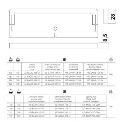 GTV – Uchwyt meblowy BAGIO 128–320mm – aluminium, stal, chrom, tytan, mosiądz, srebro, czarny