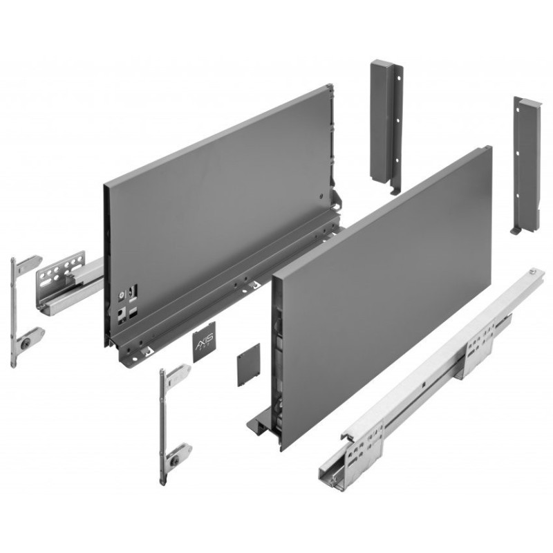 Szuflada GTV AXIS PRO H-199mm super wysoka (D), L-250–600mm, cichy domyk, antracyt