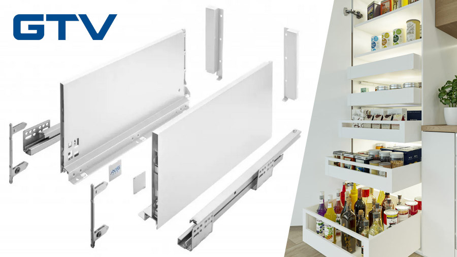 Nowoczesne i tanie szuflady meblowe GTV Axis Pro - wymiary, montaż